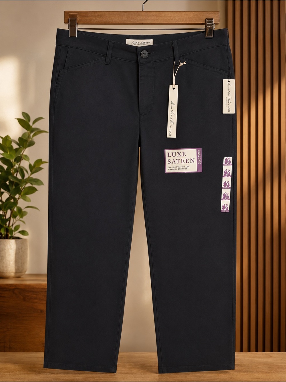 Gloria Vanderbilt Black Luxe Sateen Straight Leg Pants Size 10 Short NWT